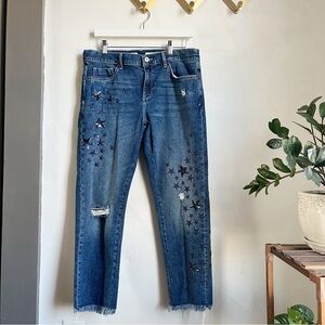 Pilcro And The Letterpress Embroidered Star Slim Boyfriend Jeans